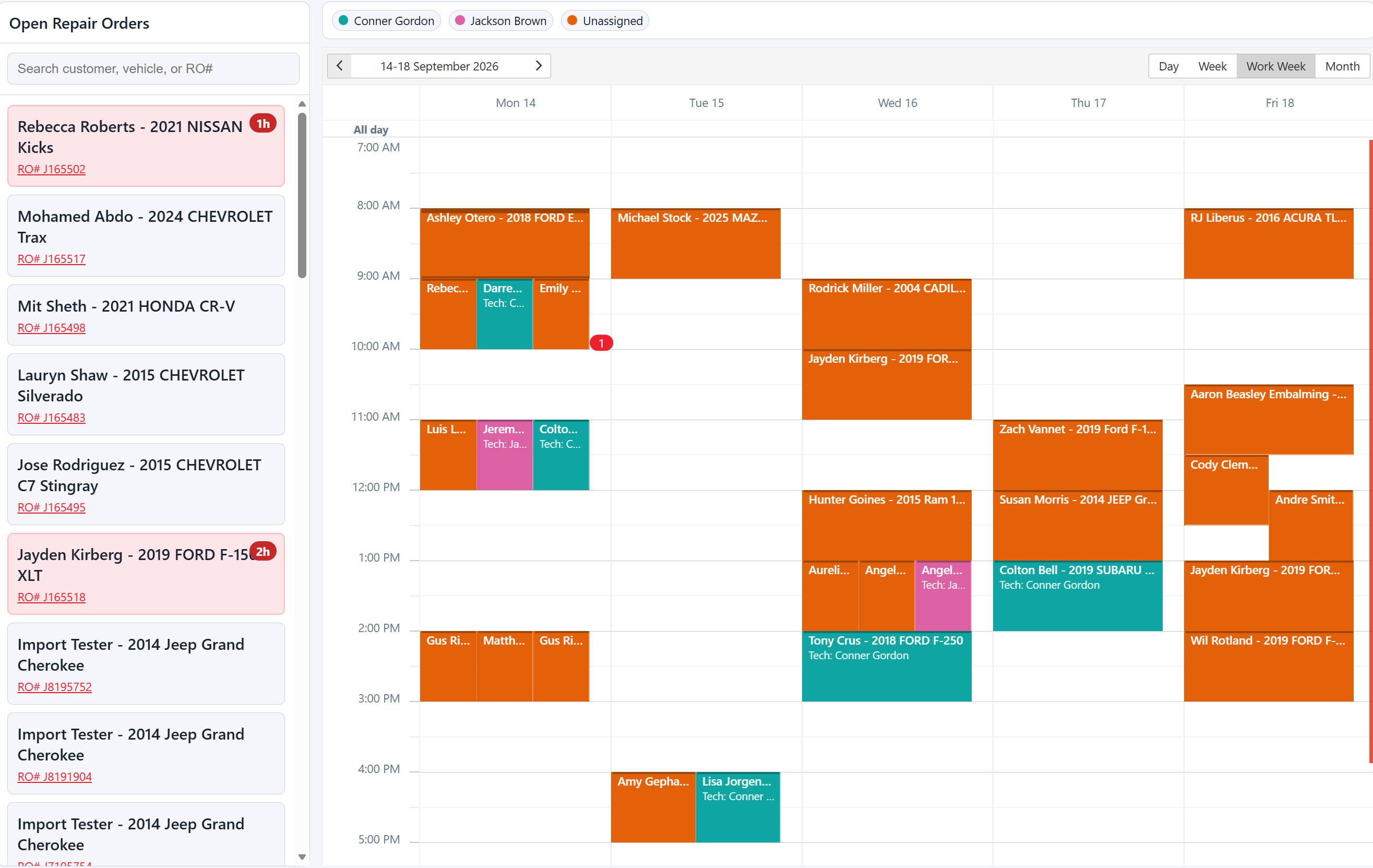 ShopOps appointments calendar