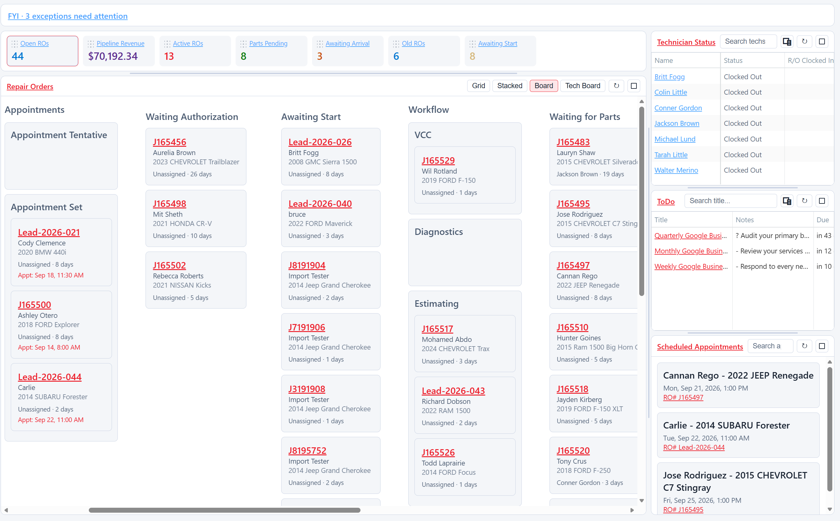 ShopOps leadership pulse dashboard